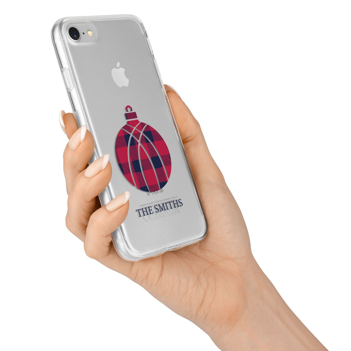 Tartan Christmas Bauble Personalised iPhone 7 Bumper Case on Silver iPhone Alternative Image