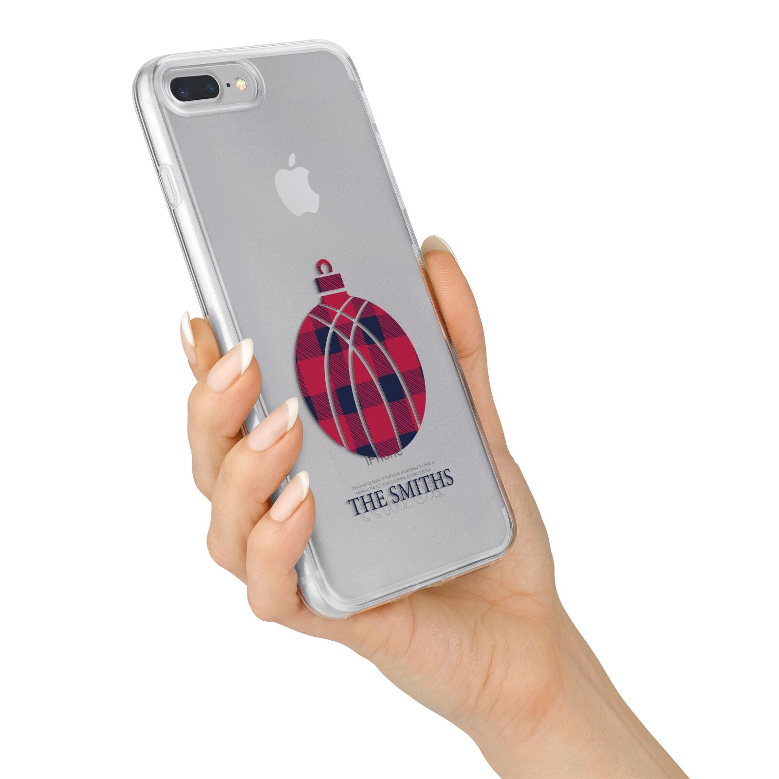 Tartan Christmas Bauble Personalised iPhone 7 Plus Bumper Case on Silver iPhone Alternative Image