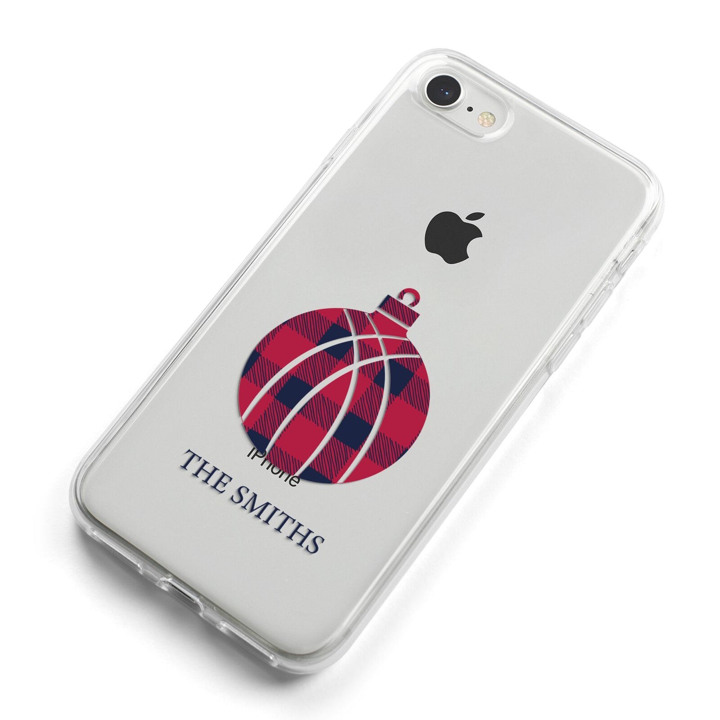 Tartan Christmas Bauble Personalised iPhone 8 Bumper Case on Silver iPhone Alternative Image