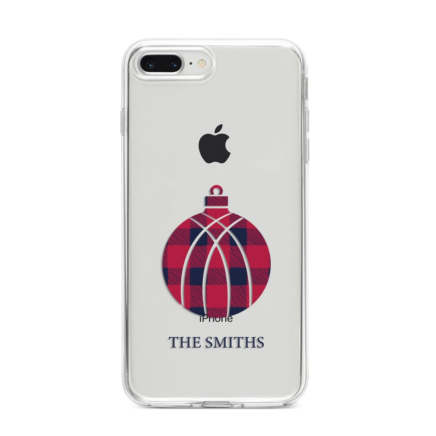Tartan Christmas Bauble Personalised iPhone 8 Plus Bumper Case on Silver iPhone