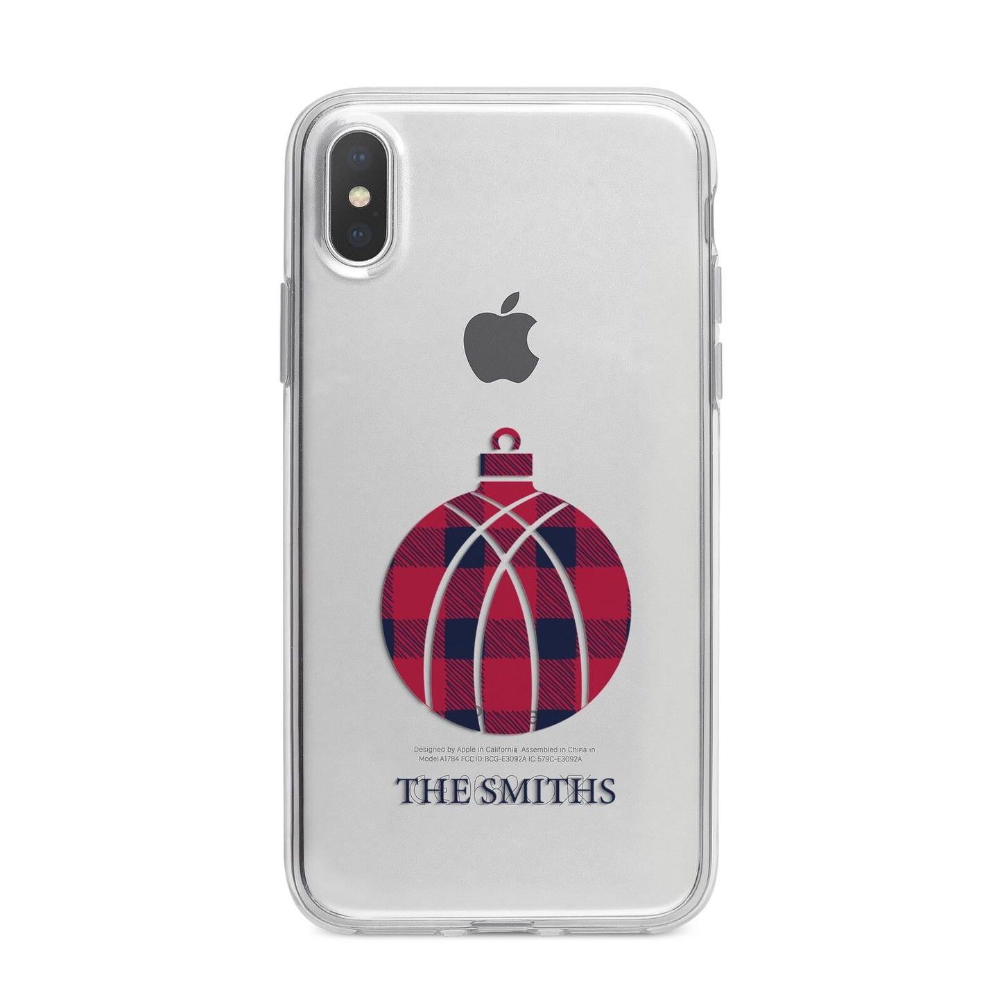 Tartan Christmas Bauble Personalised iPhone X Bumper Case on Silver iPhone Alternative Image 1