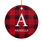 Tartan Christmas Personalised Circle Decoration Back Image