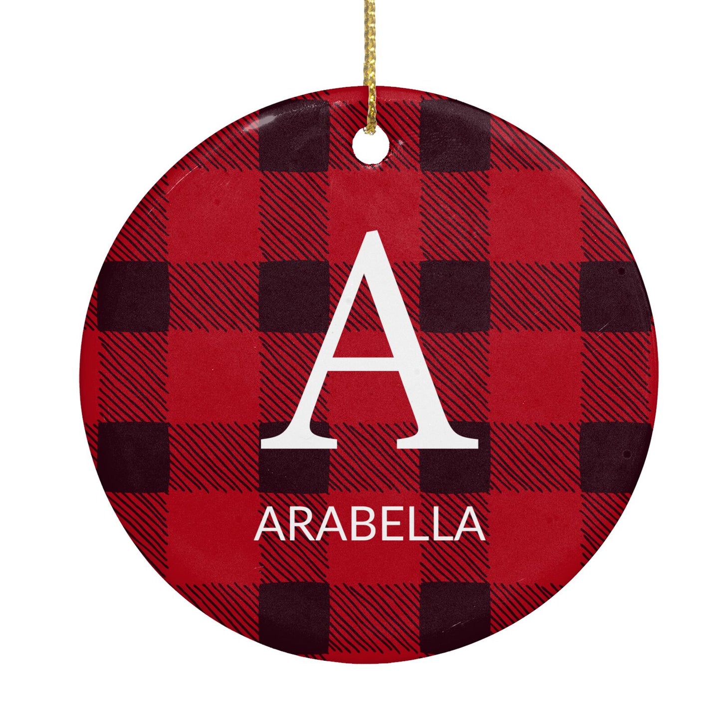 Tartan Christmas Personalised Circle Decoration