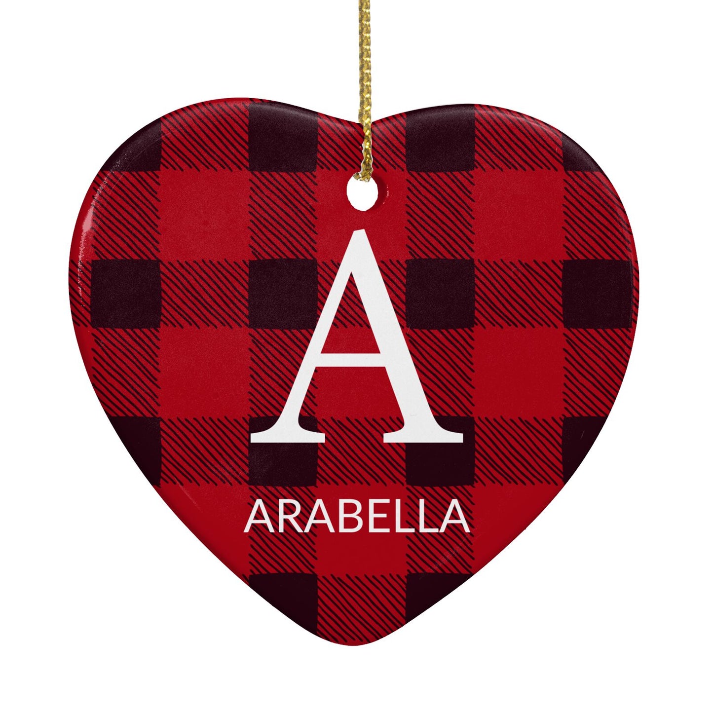 Tartan Christmas Personalised Heart Decoration Back Image