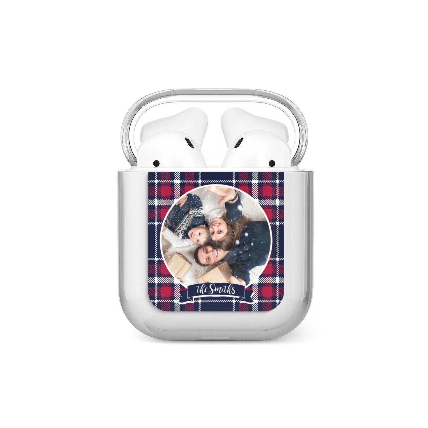 Tartan Christmas Photo Personalised AirPods Case