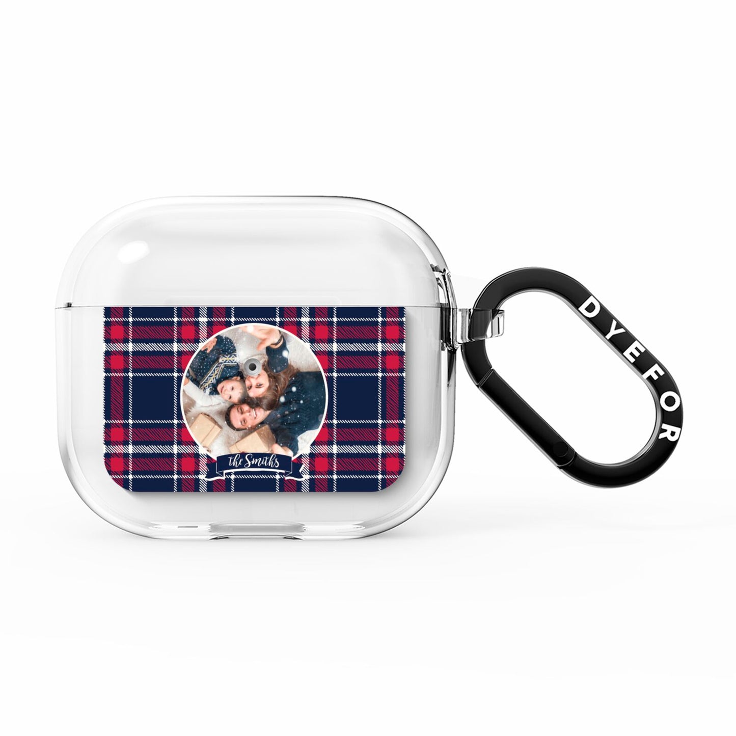 Tartan Christmas Photo Personalised AirPods Clear Case 3rd Gen