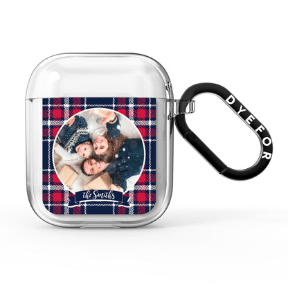 Tartan Christmas Photo Personalised AirPods Clear Case