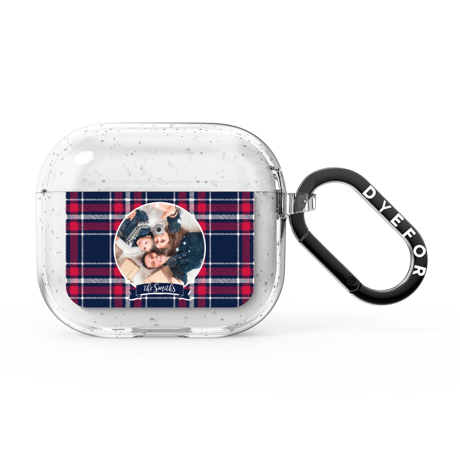 Tartan Christmas Photo Personalised AirPods Glitter Case 3rd Gen