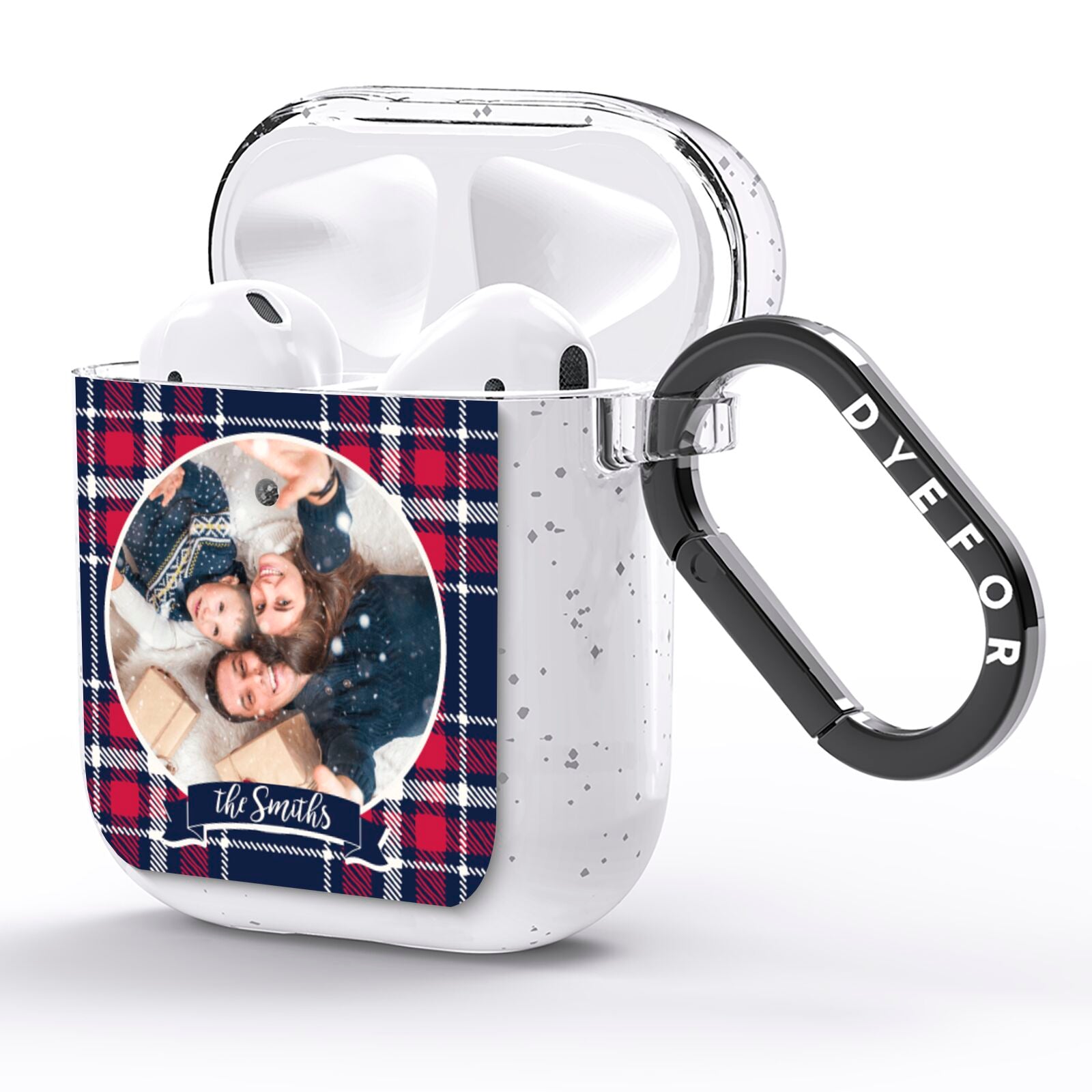 Tartan Christmas Photo Personalised AirPods Glitter Case Side Image