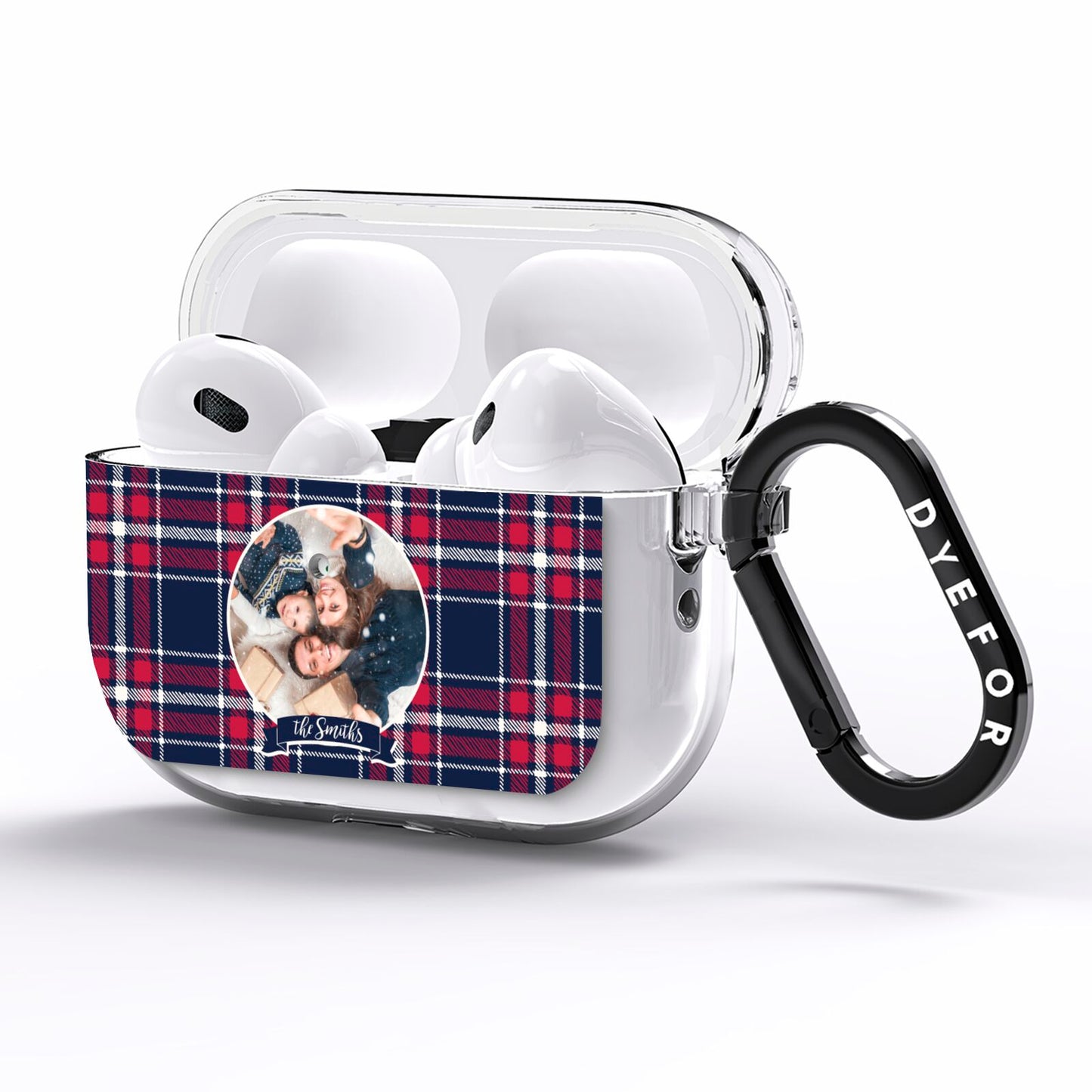 Tartan Christmas Photo Personalised AirPods Pro Clear Case Side Image