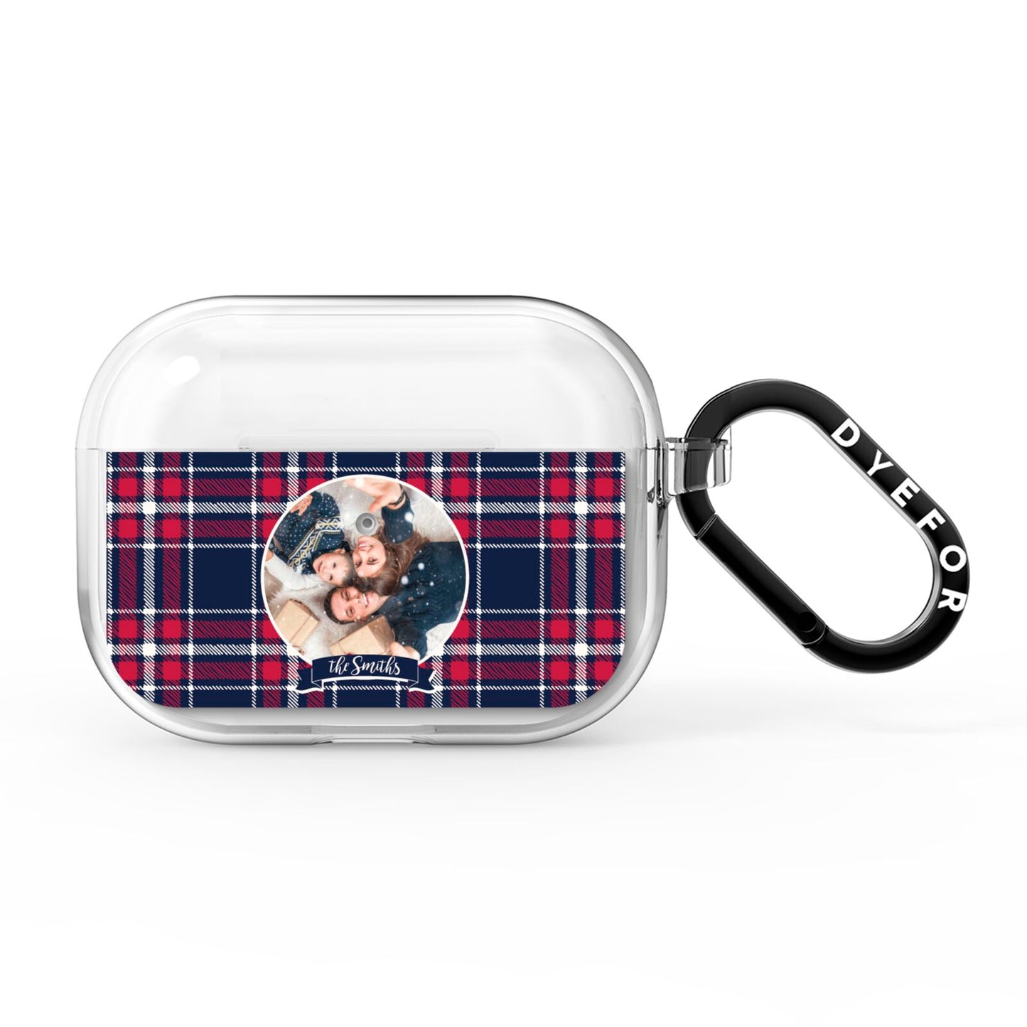 Tartan Christmas Photo Personalised AirPods Pro Clear Case