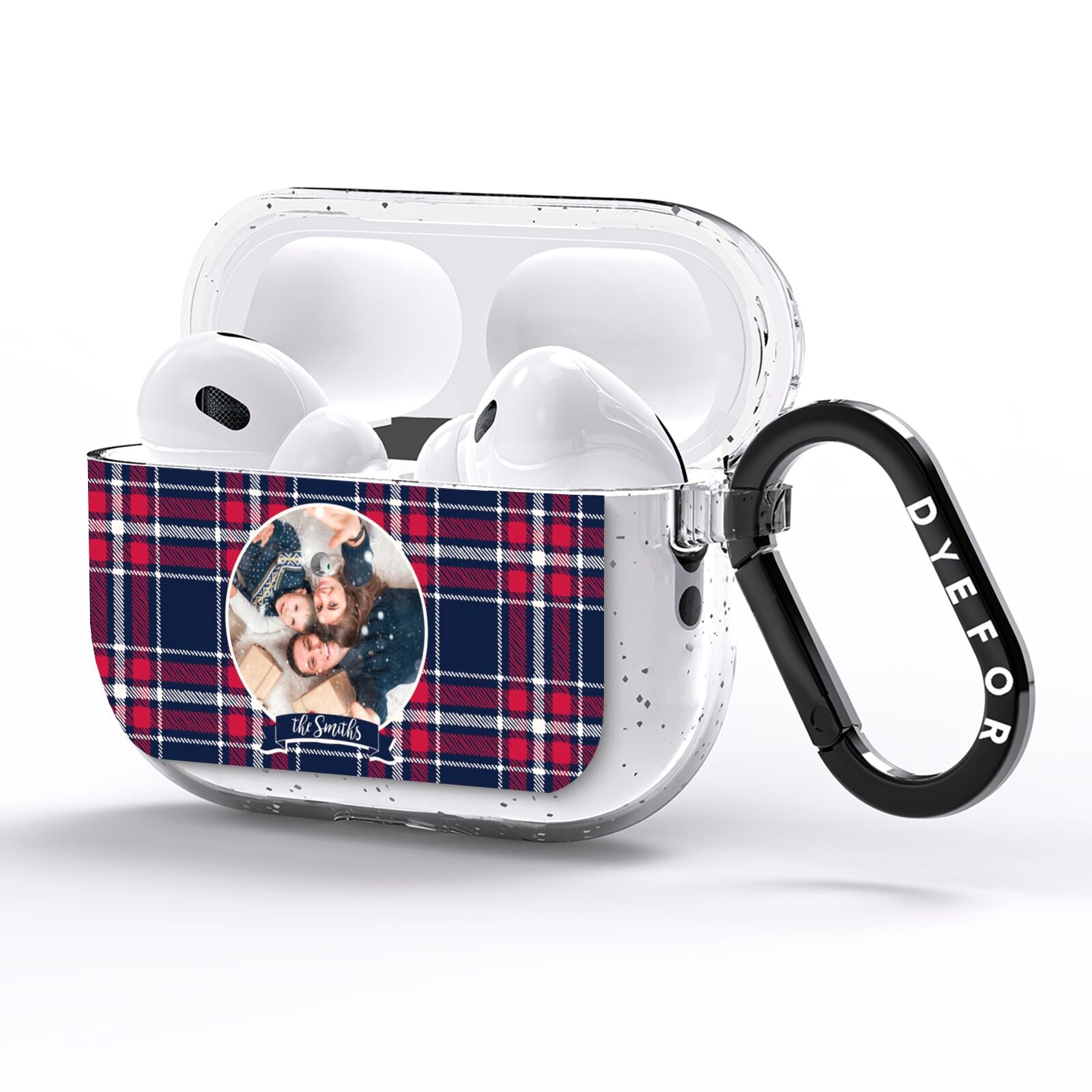 Tartan Christmas Photo Personalised AirPods Pro Glitter Case Side Image