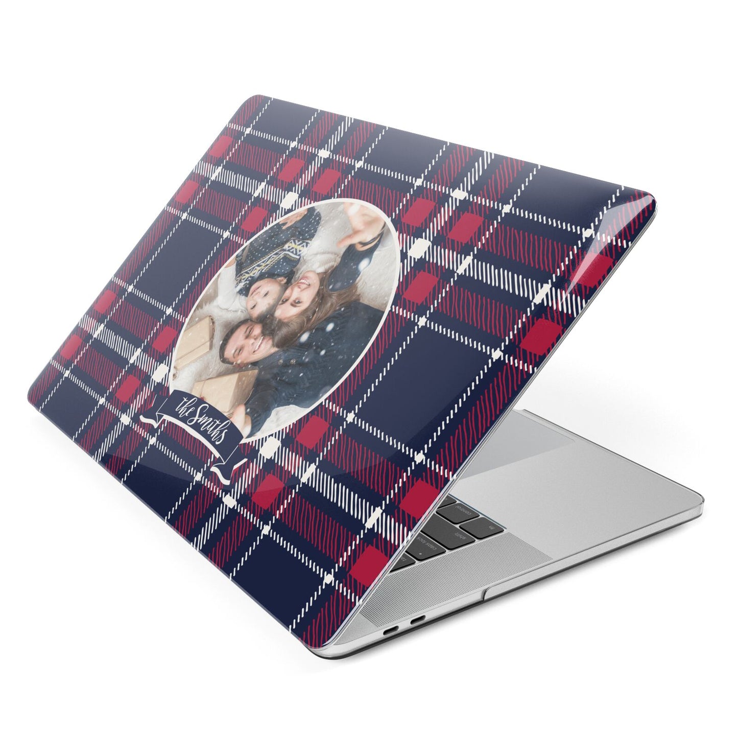 Tartan Christmas Photo Personalised Apple MacBook Case Side View