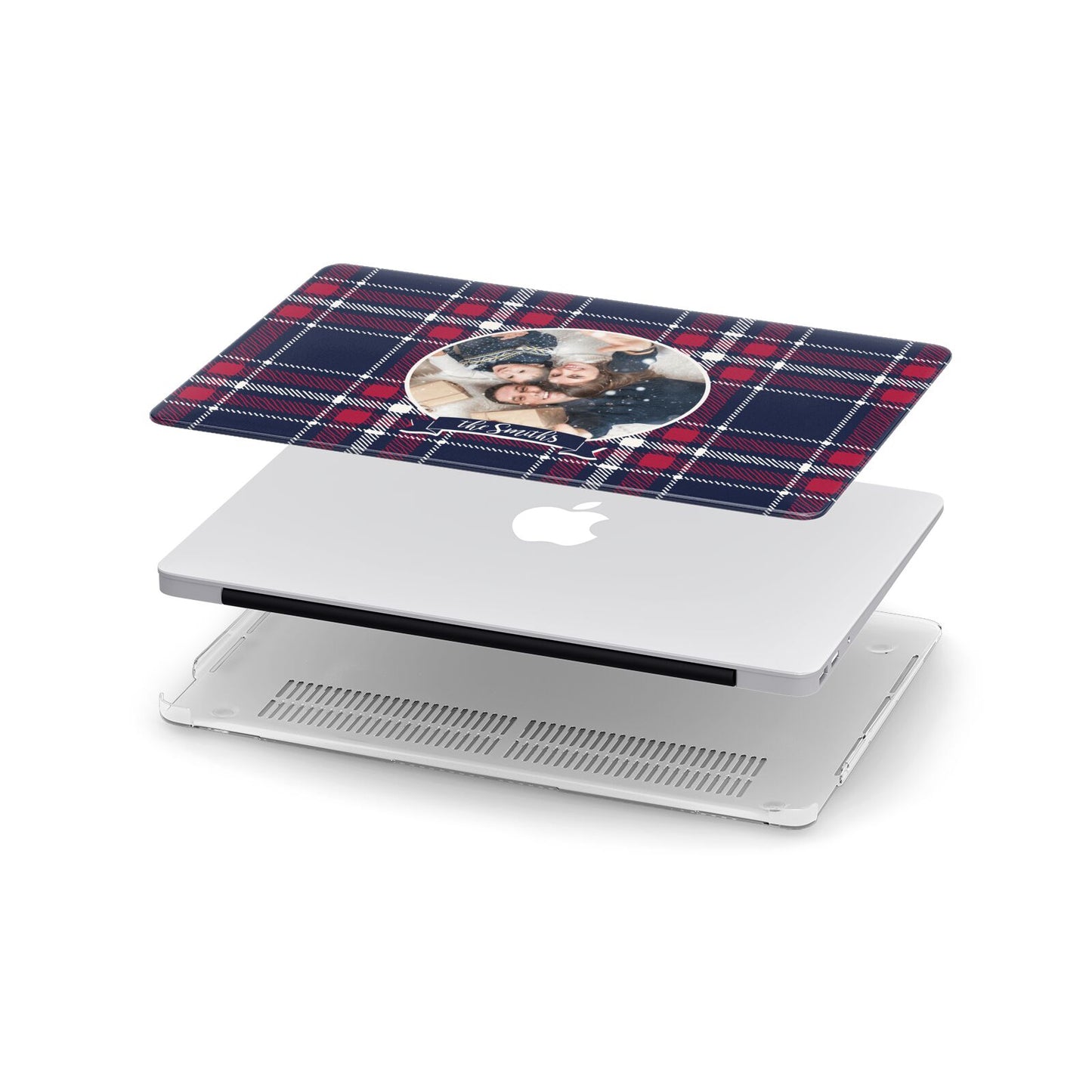 Tartan Christmas Photo Personalised Apple MacBook Case in Detail