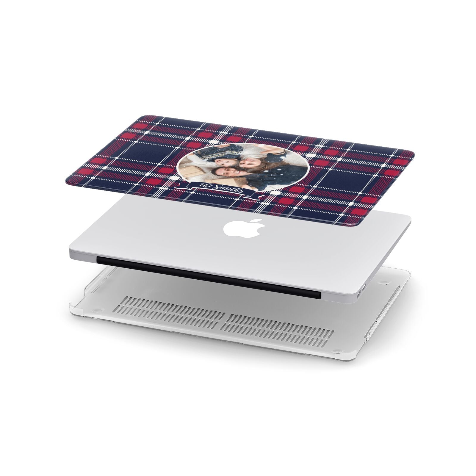 Tartan Christmas Photo Personalised Apple MacBook Case in Detail