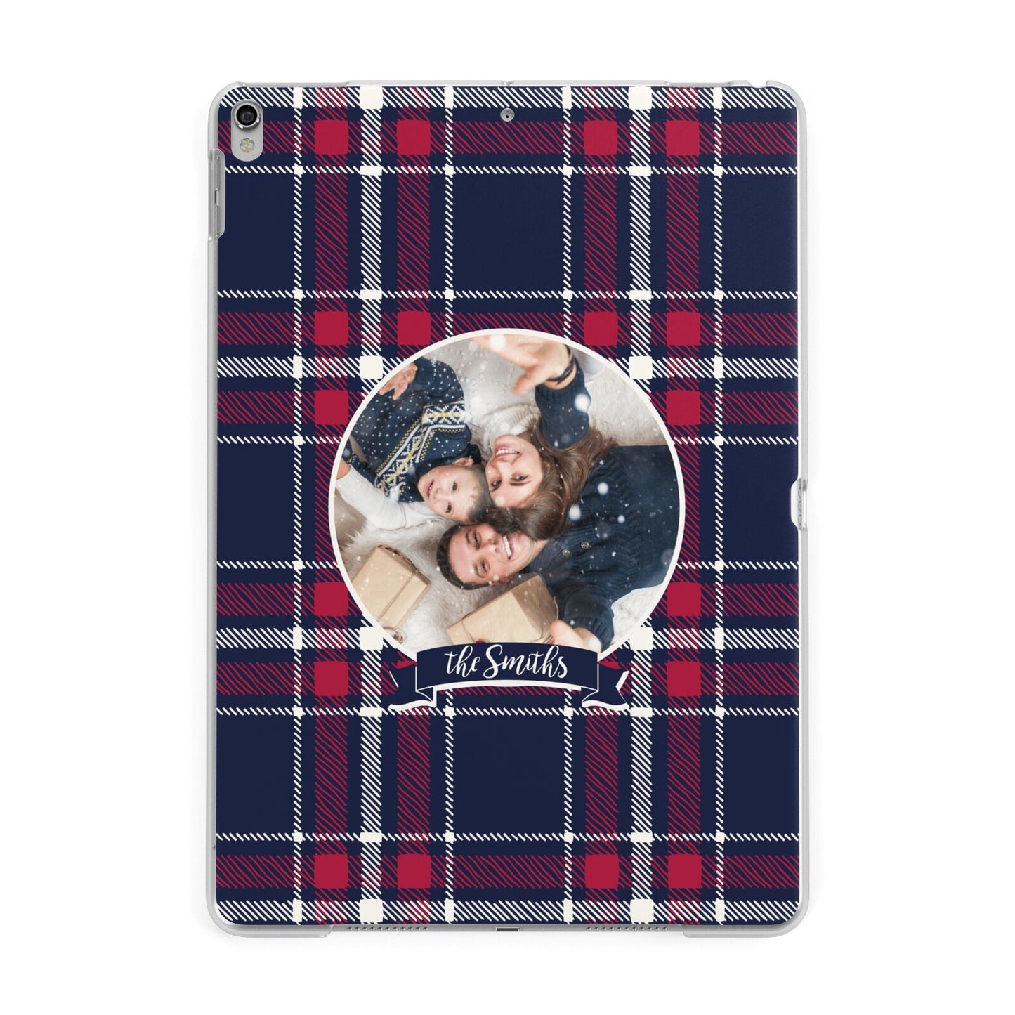 Tartan Christmas Photo Personalised Apple iPad Silver Case