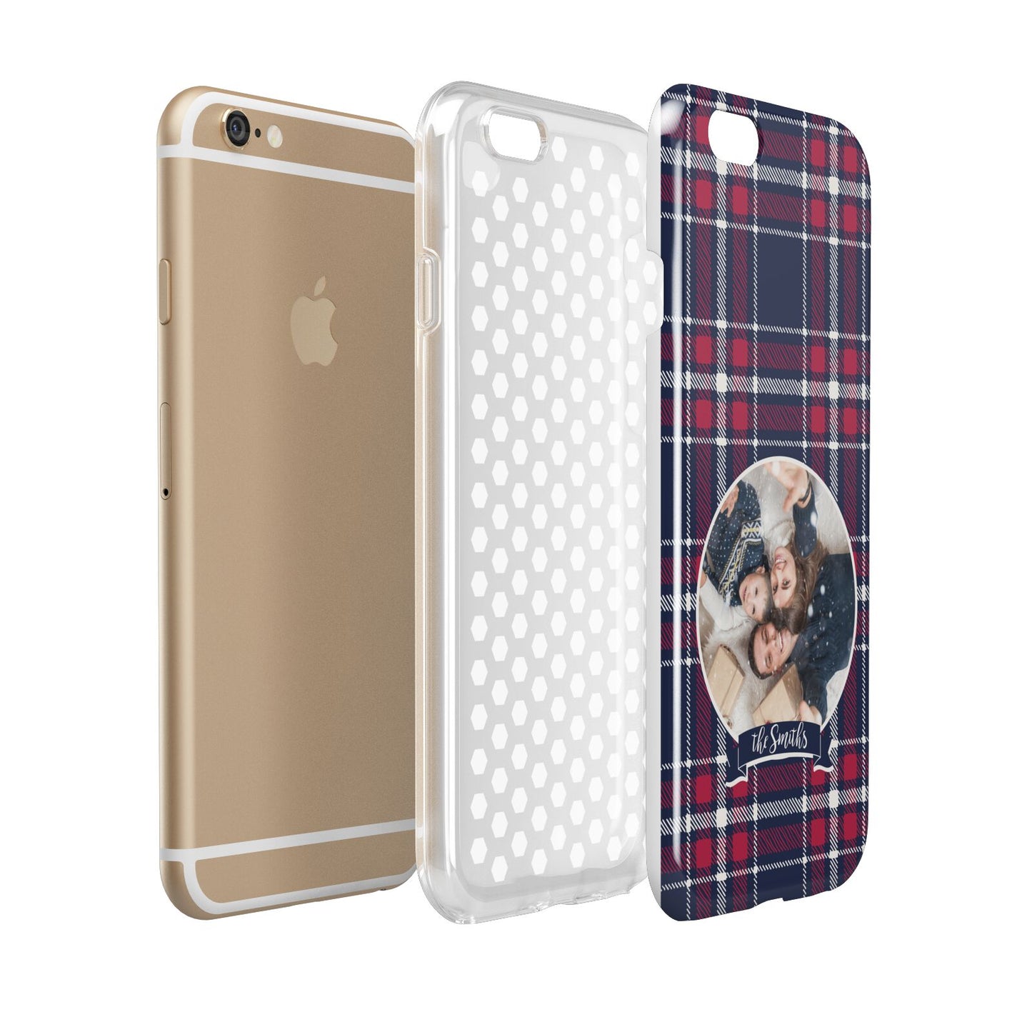 Tartan Christmas Photo Personalised Apple iPhone 6 3D Tough Case Expanded view