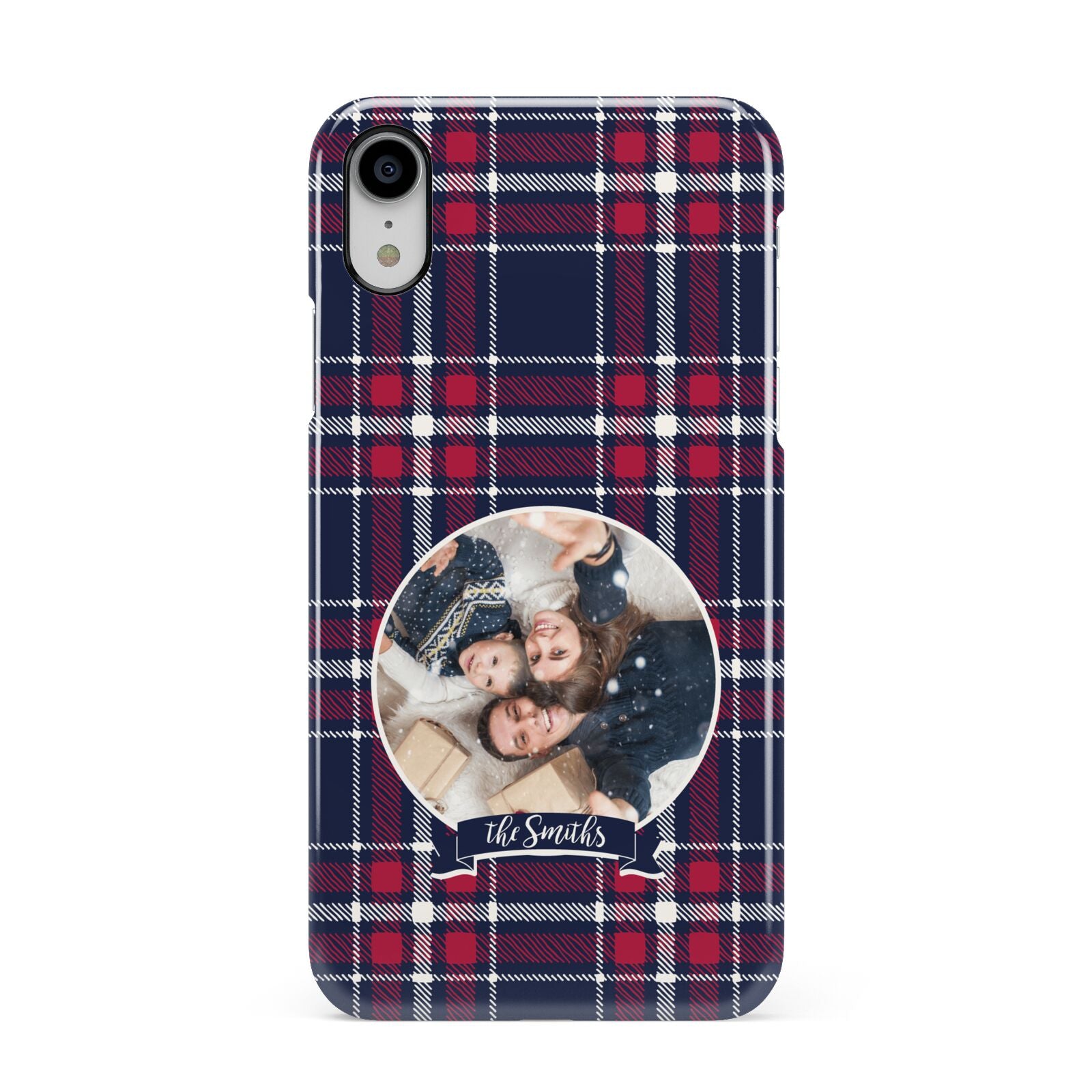 Tartan Christmas Photo Personalised Apple iPhone XR White 3D Snap Case