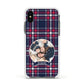 Tartan Christmas Photo Personalised Apple iPhone Xs Impact Case White Edge on Black Phone