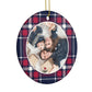 Tartan Christmas Photo Personalised Circle Decoration Side Angle