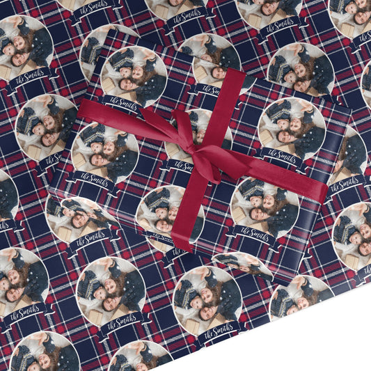 Tartan Christmas Photo Personalised Custom Wrapping Paper