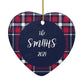 Tartan Christmas Photo Personalised Heart Decoration Back Image