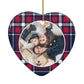 Tartan Christmas Photo Personalised Heart Decoration