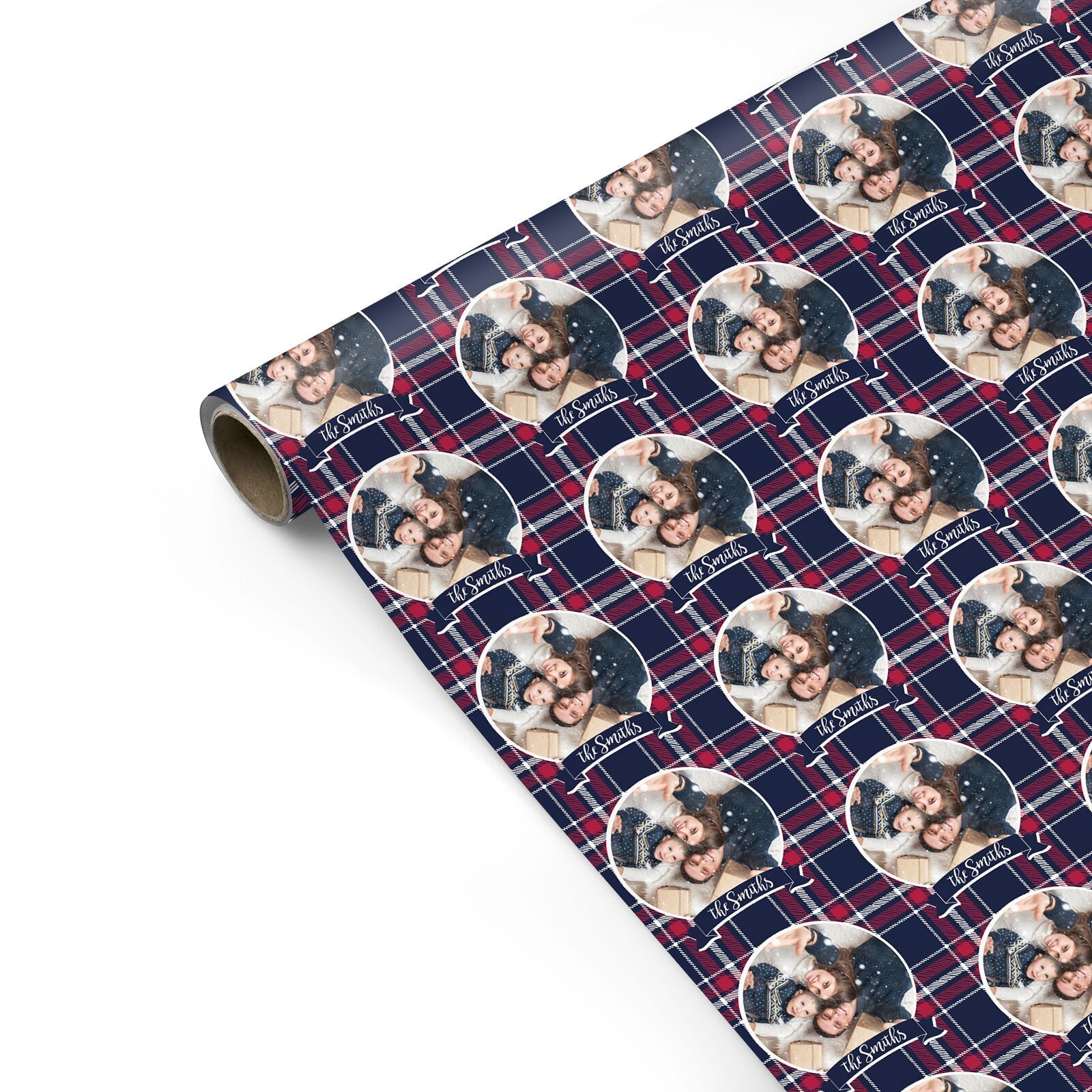 Tartan Christmas Photo Personalised Personalised Gift Wrap