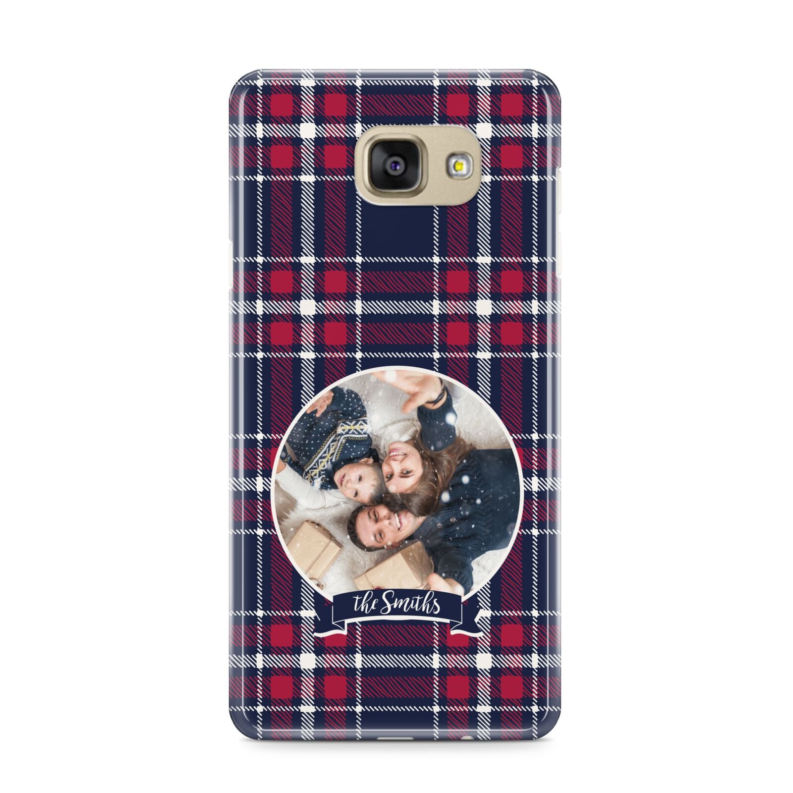 Tartan Christmas Photo Personalised Samsung Galaxy A9 2016 Case on gold phone