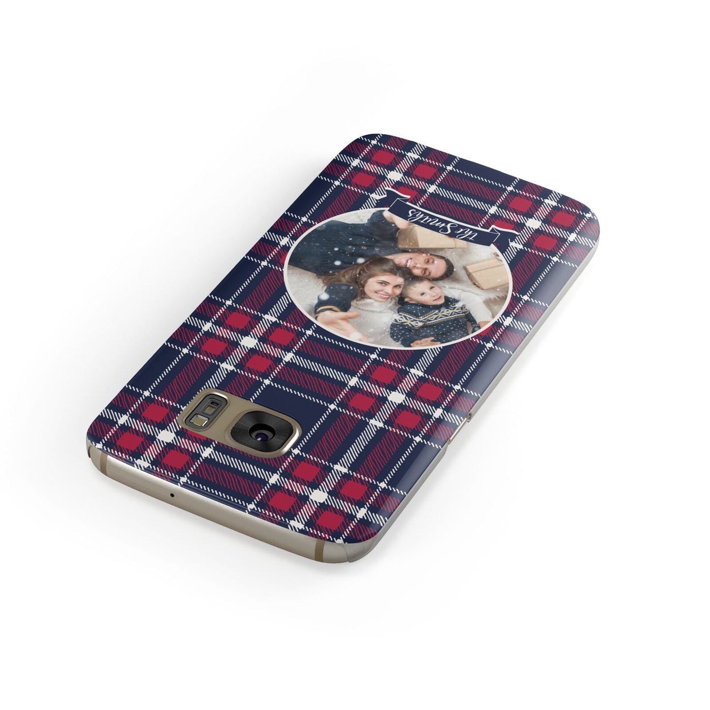 Tartan Christmas Photo Personalised Samsung Galaxy Case Front Close Up