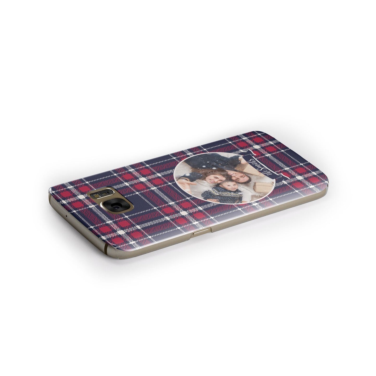 Tartan Christmas Photo Personalised Samsung Galaxy Case Side Close Up