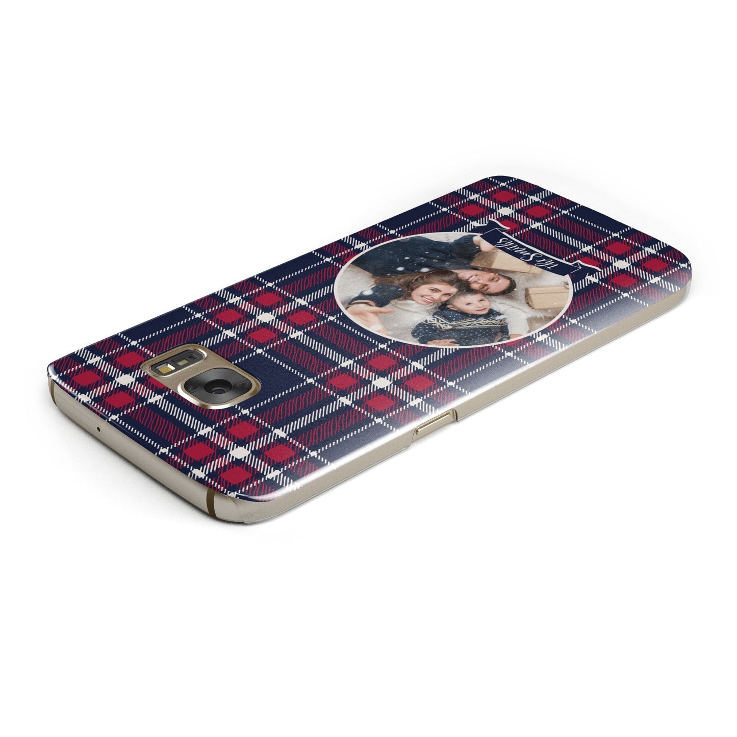 Tartan Christmas Photo Personalised Samsung Galaxy Case Top Cutout