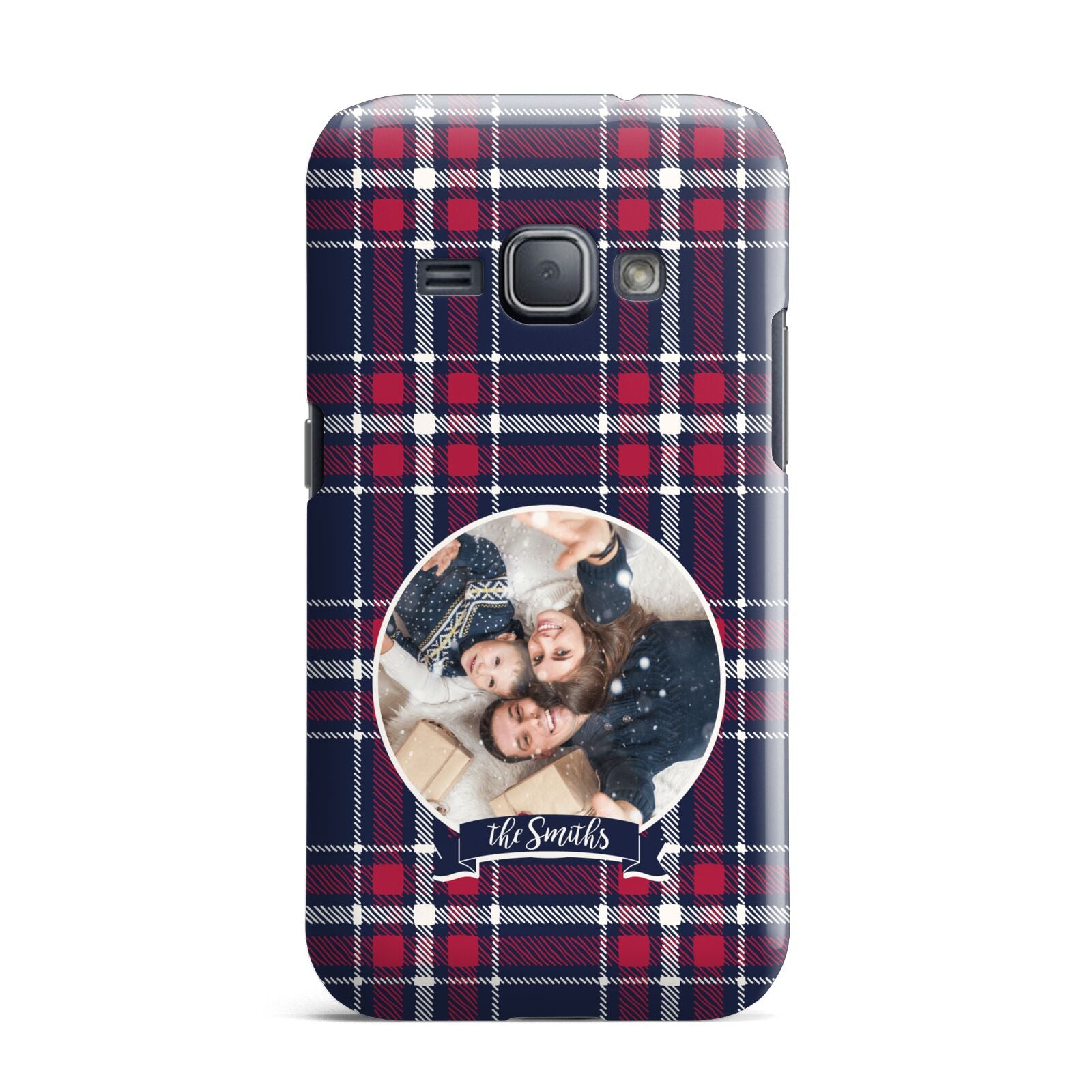 Tartan Christmas Photo Personalised Samsung Galaxy J1 2016 Case