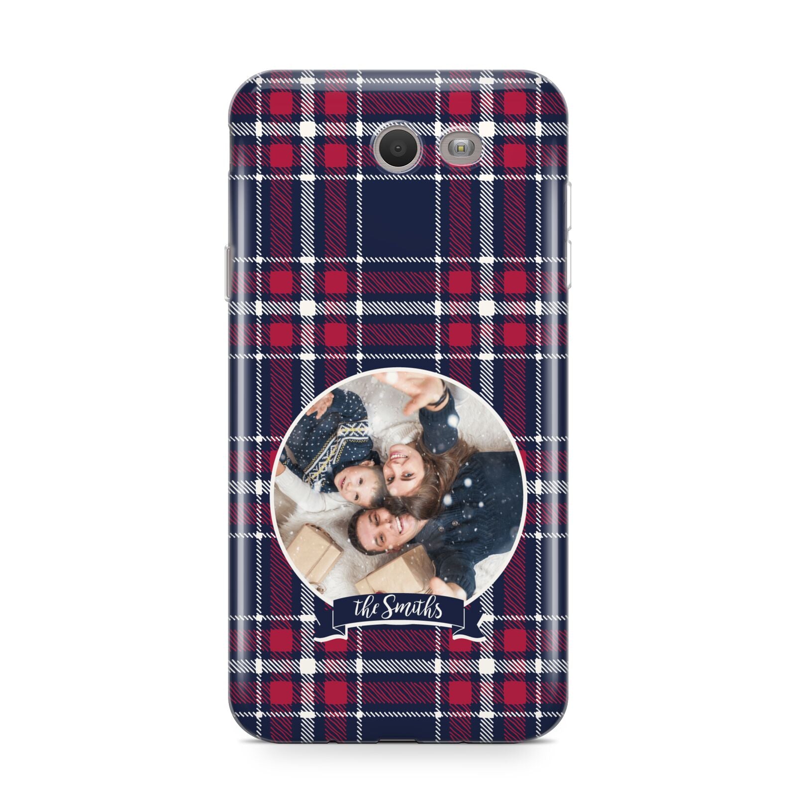 Tartan Christmas Photo Personalised Samsung Galaxy J7 2017 Case