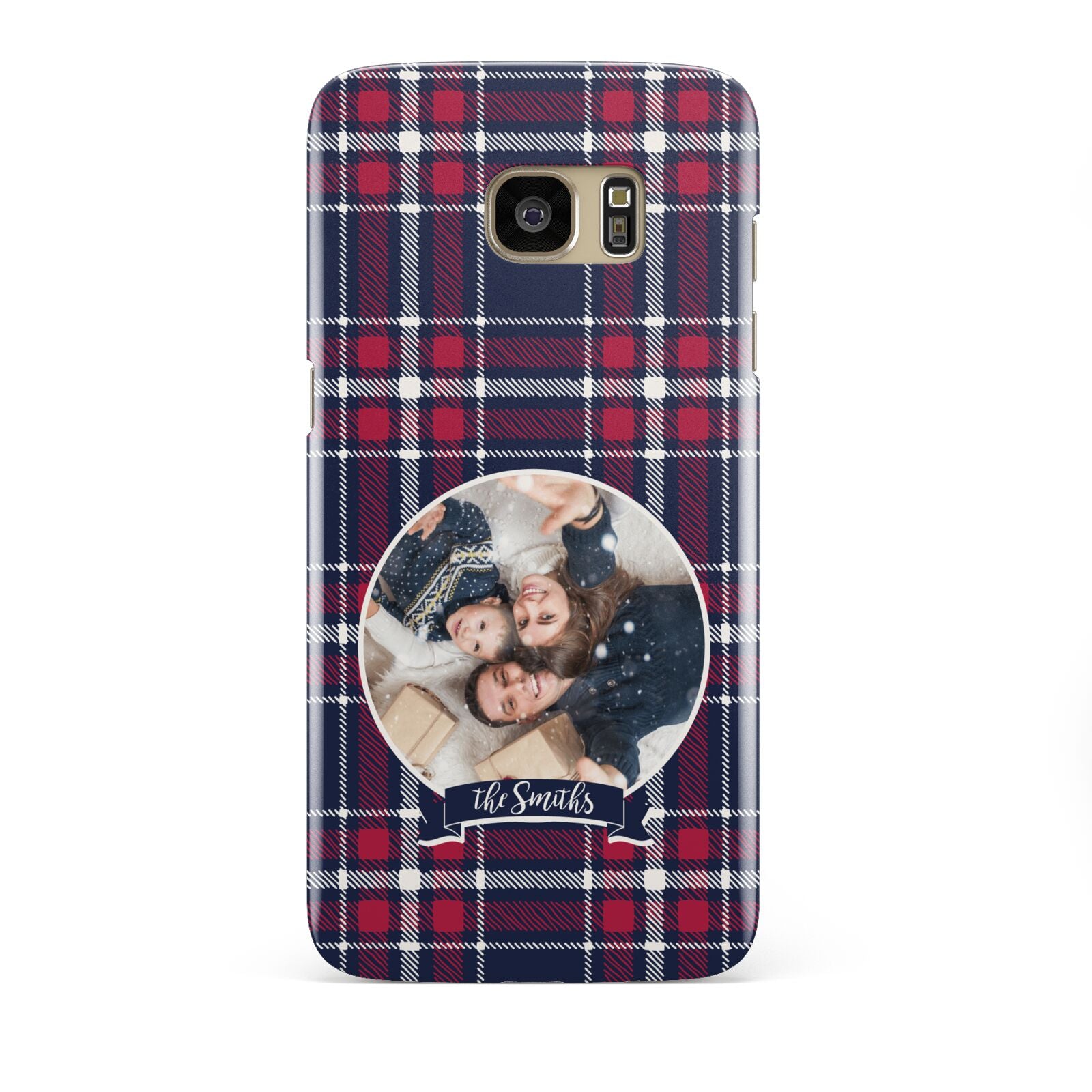 Tartan Christmas Photo Personalised Samsung Galaxy S7 Edge Case