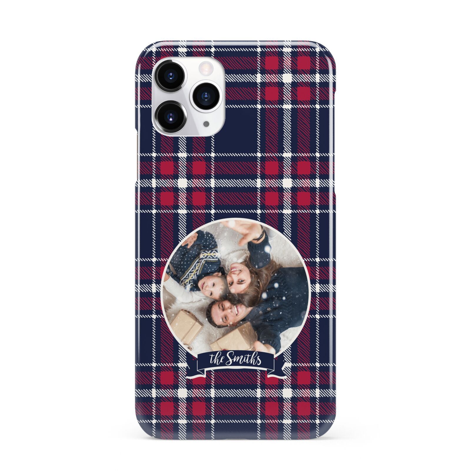 Tartan Christmas Photo Personalised iPhone 11 Pro 3D Snap Case