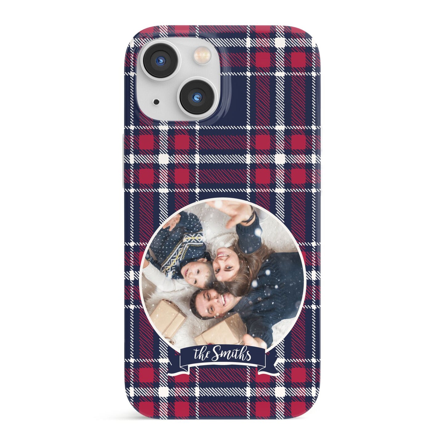 Tartan Christmas Photo Personalised iPhone 13 Mini Full Wrap 3D Snap Case