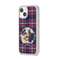 Tartan Christmas Photo Personalised iPhone 14 Clear Tough Case Starlight Angled Image