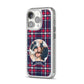 Tartan Christmas Photo Personalised iPhone 14 Pro Clear Tough Case Silver Angled Image