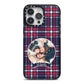 Tartan Christmas Photo Personalised iPhone 14 Pro Max Black Impact Case on Silver phone