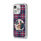 Tartan Christmas Photo Personalised iPhone 14 Pro Max Clear Tough Case Silver Angled Image