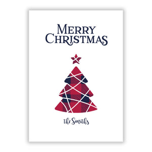 Tartan Christmas Tree Personalised Greetings Card