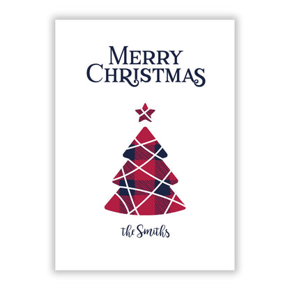 Tartan Christmas Tree Personalised A5 Flat Greetings Card