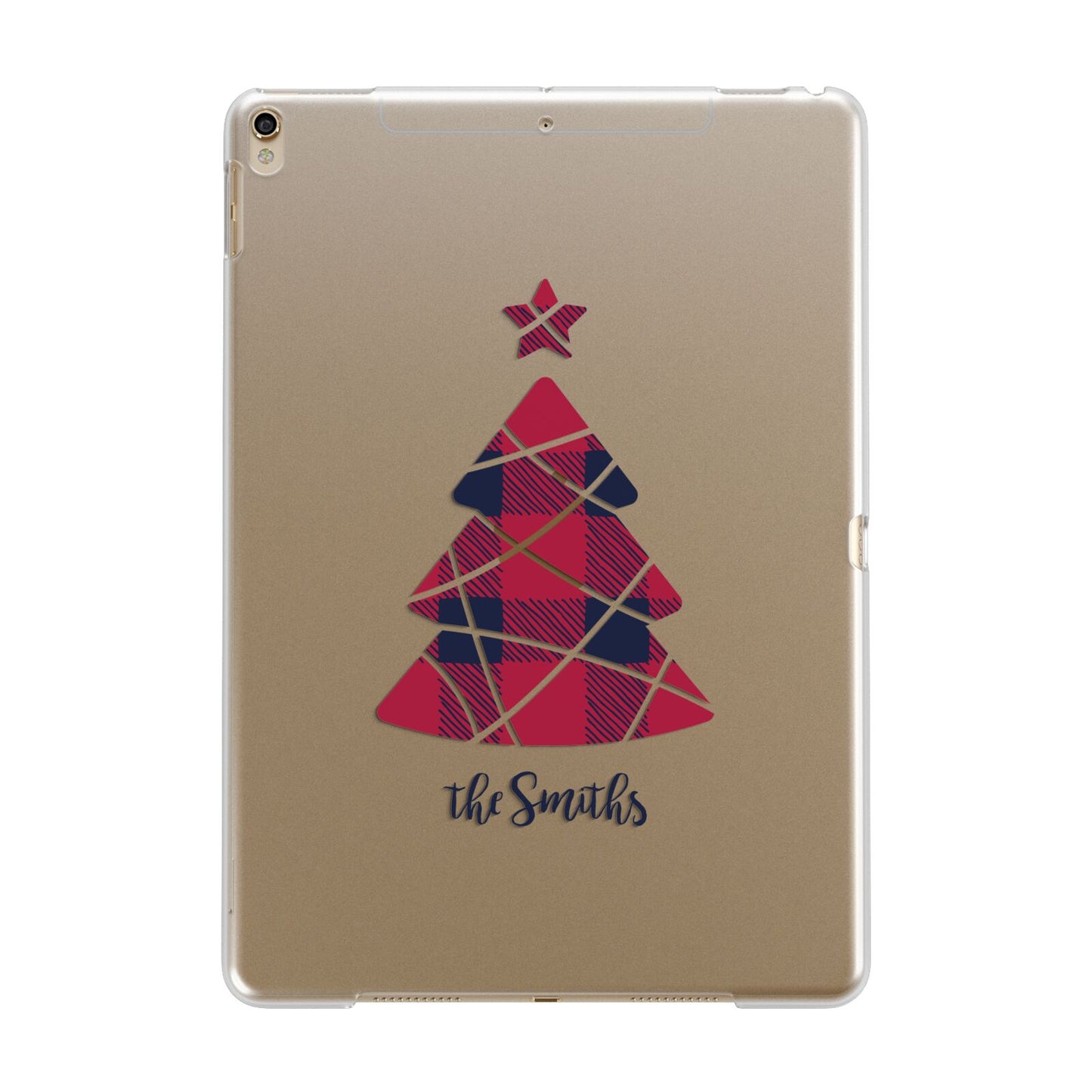 Tartan Christmas Tree Personalised Apple iPad Gold Case