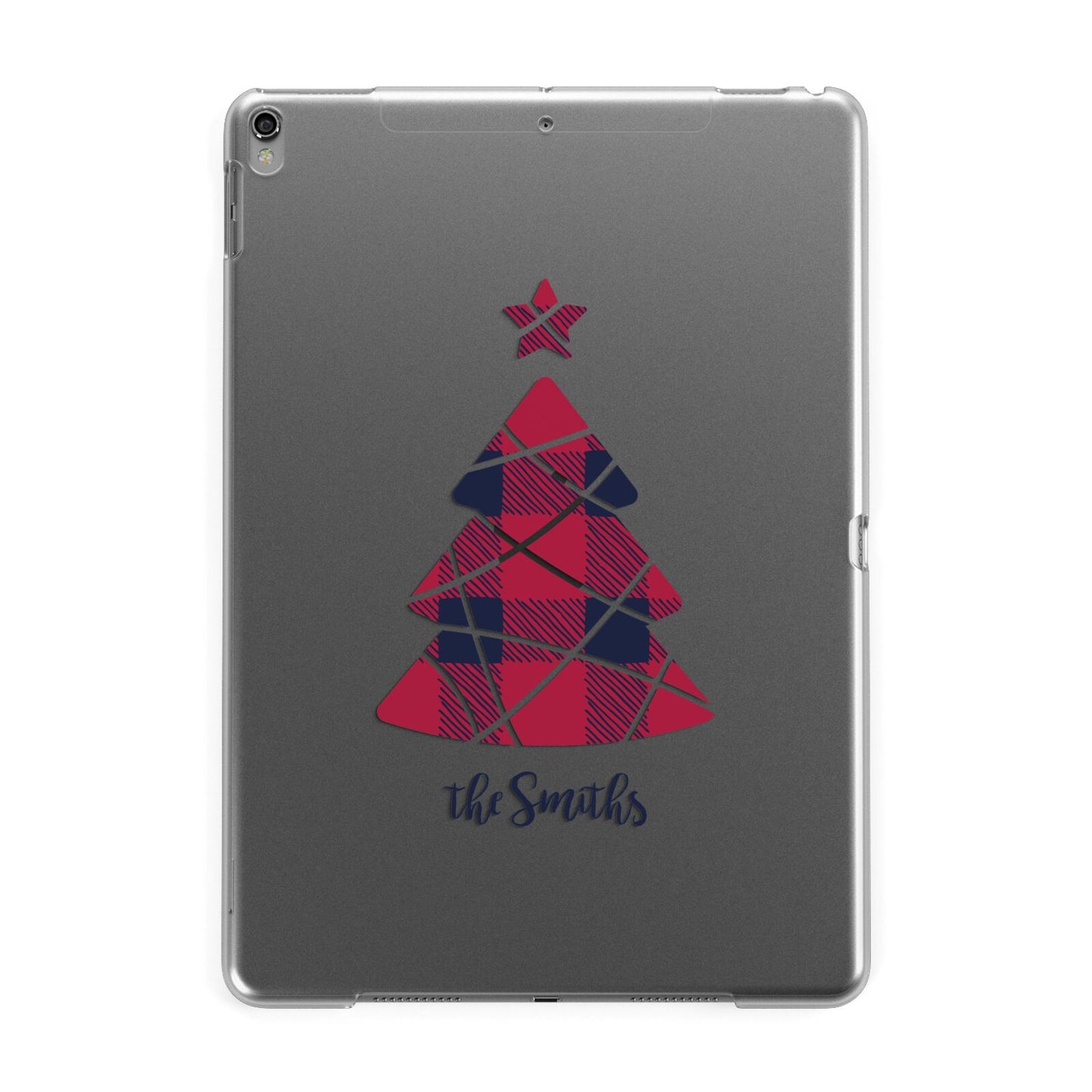 Tartan Christmas Tree Personalised Apple iPad Grey Case