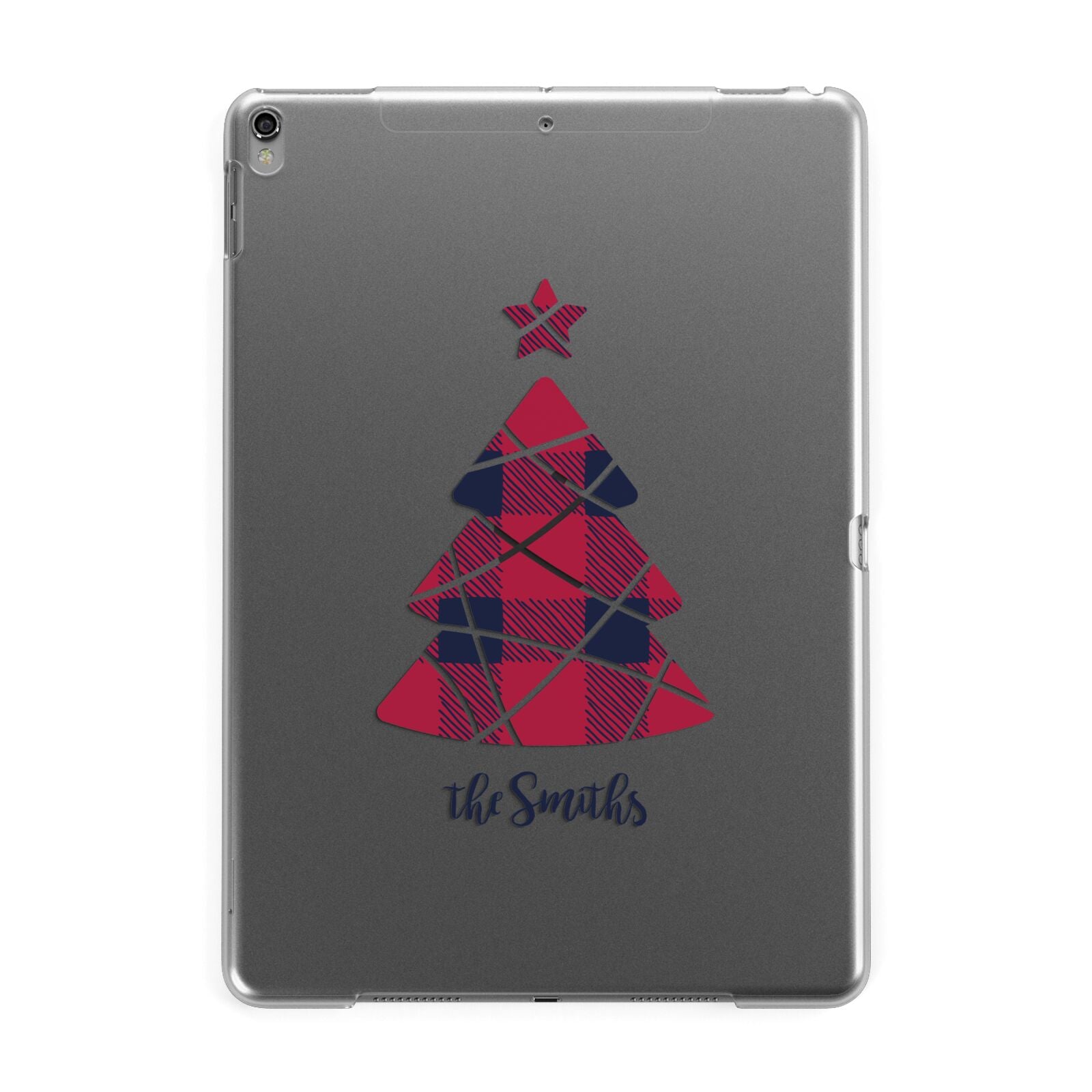 Tartan Christmas Tree Personalised Apple iPad Grey Case
