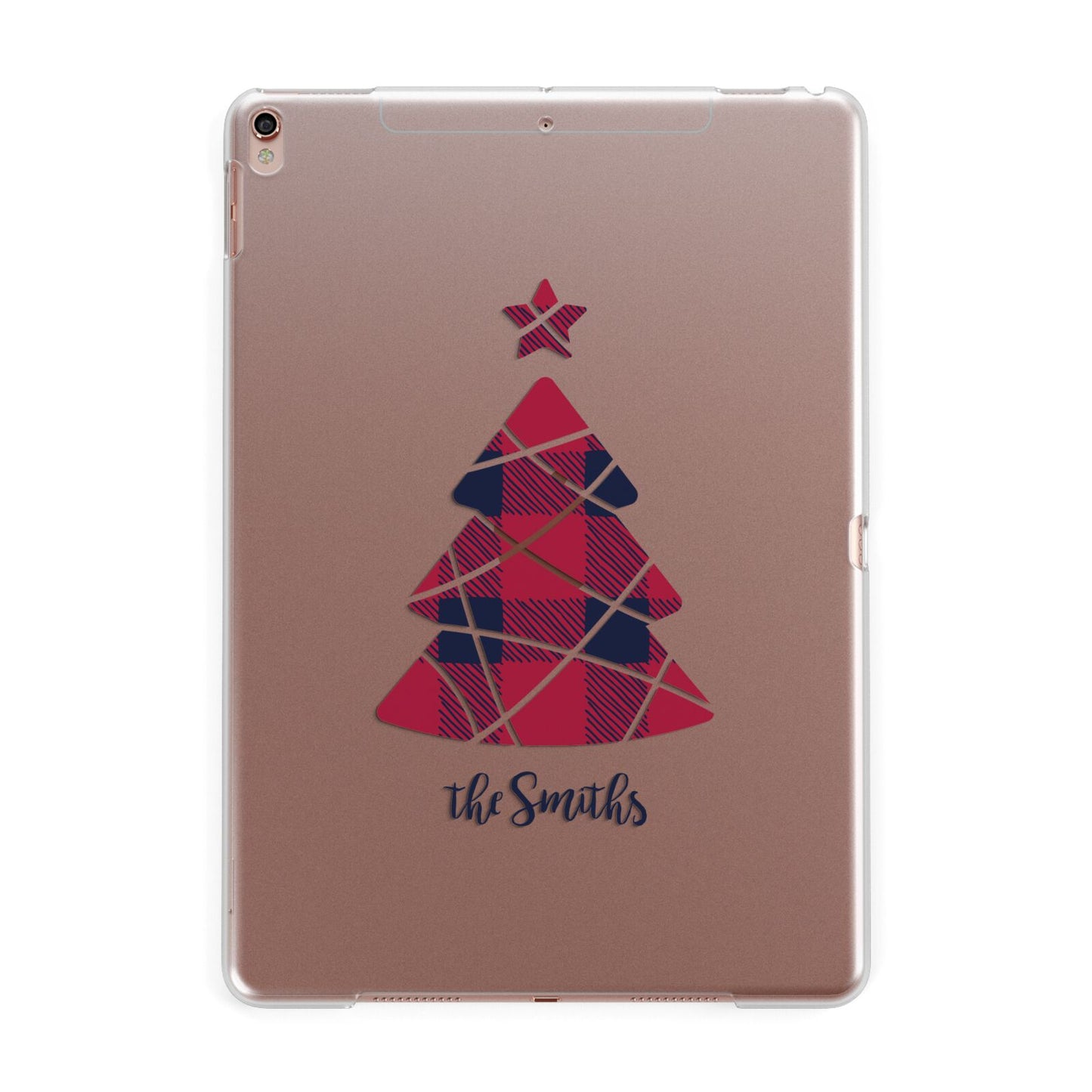 Tartan Christmas Tree Personalised Apple iPad Rose Gold Case