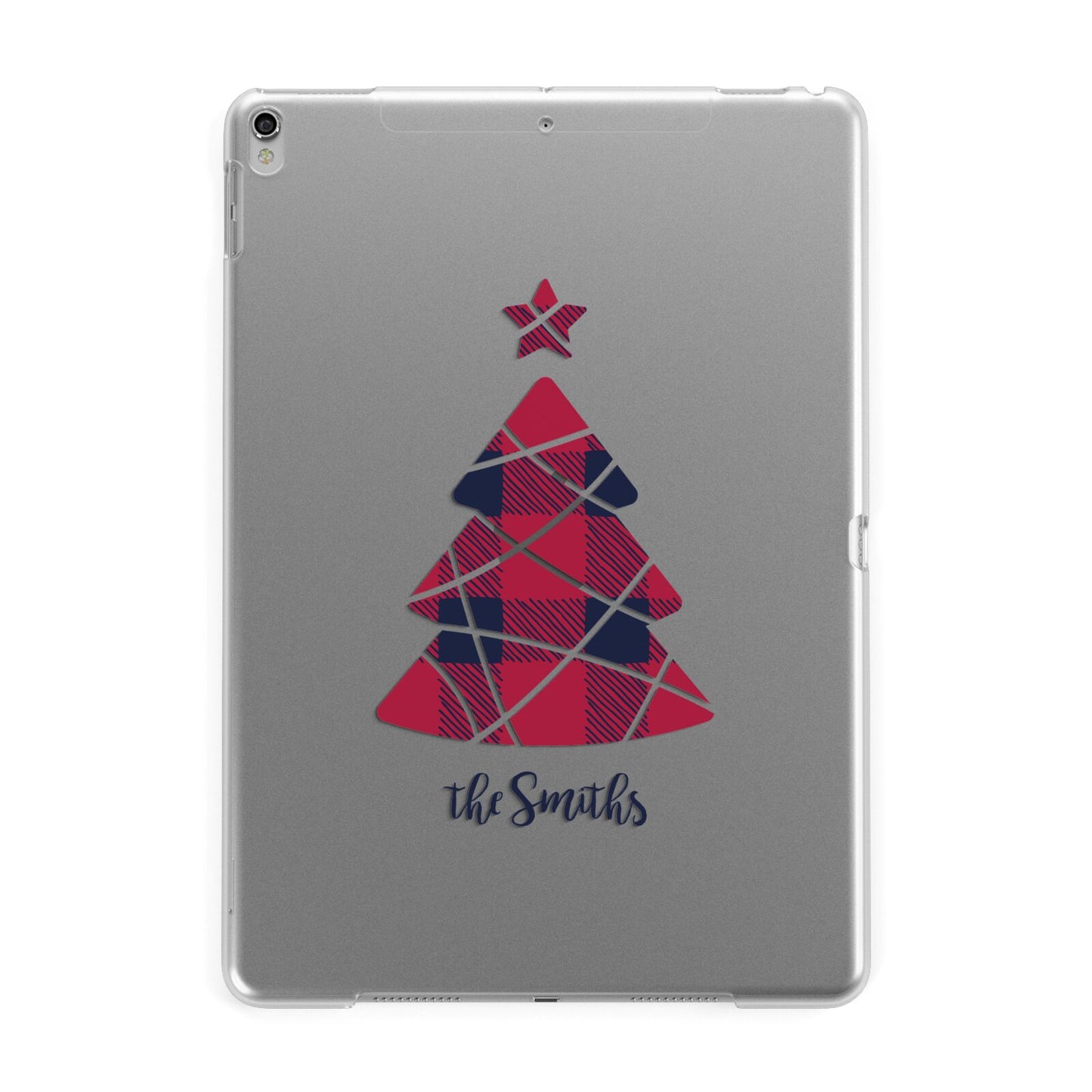 Tartan Christmas Tree Personalised Apple iPad Silver Case