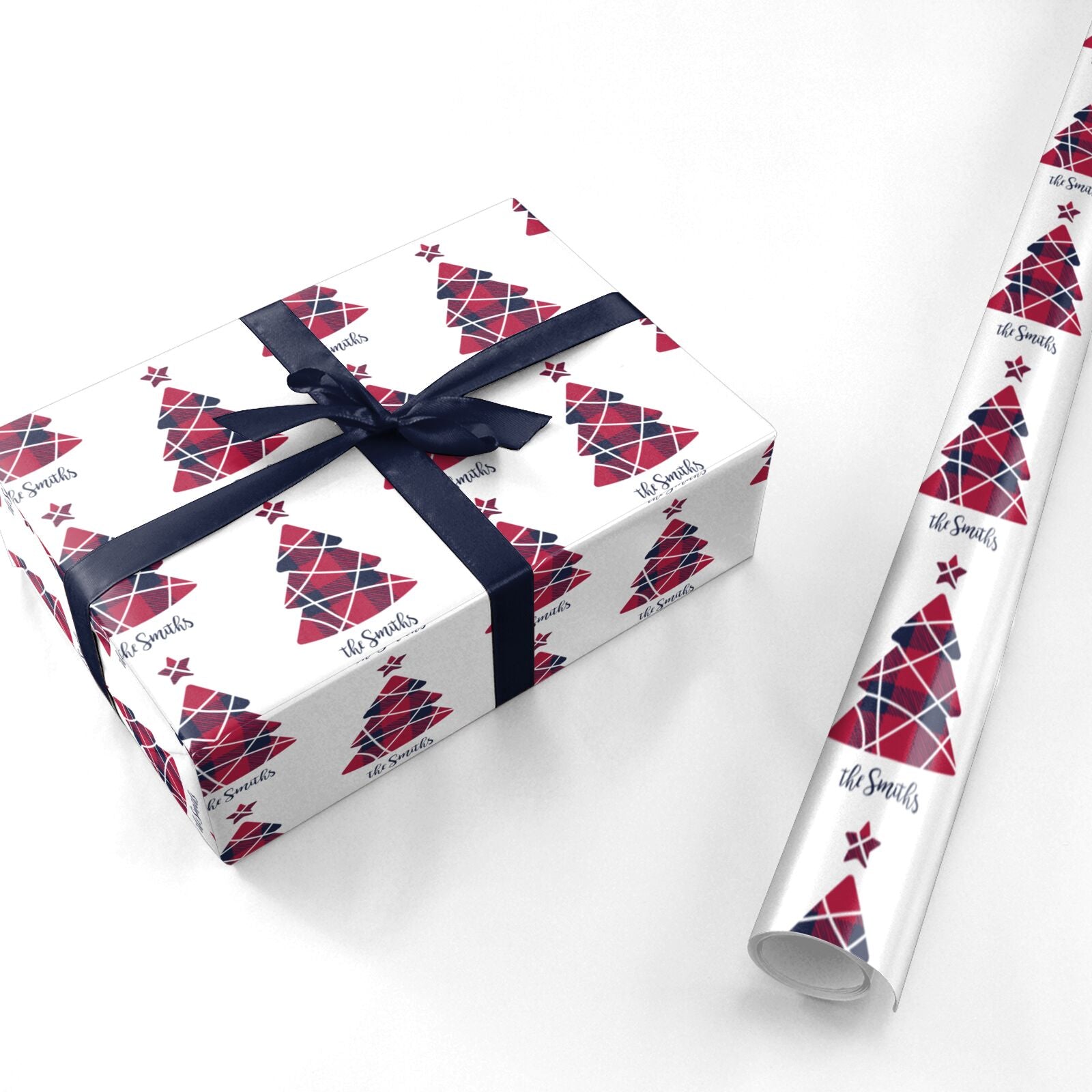 Tartan Christmas Tree Personalised Personalised Wrapping Paper