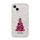 Tartan Christmas Tree Personalised iPhone 14 Plus Glitter Tough Case Starlight